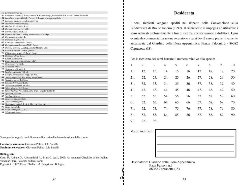 65 Phyteuma orbicolare L. 66 Plantago major L. s.l. 67 Plantago sempervirens Crantz 68 Polygonatum odoratum (Mill.) Druce 69 Primula auricula L. subsp. ciliata (Moretti) Lüdi 70 Prunus spinosa L.