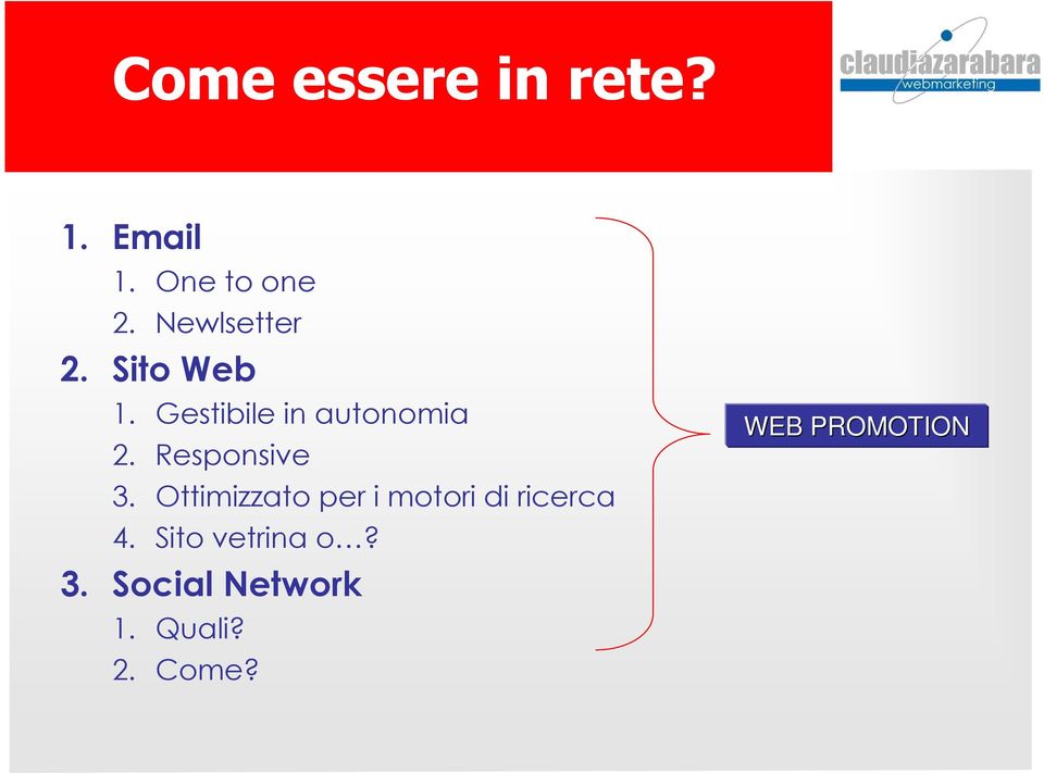 Responsive 3. Ottimizzato per i motori di ricerca 4.