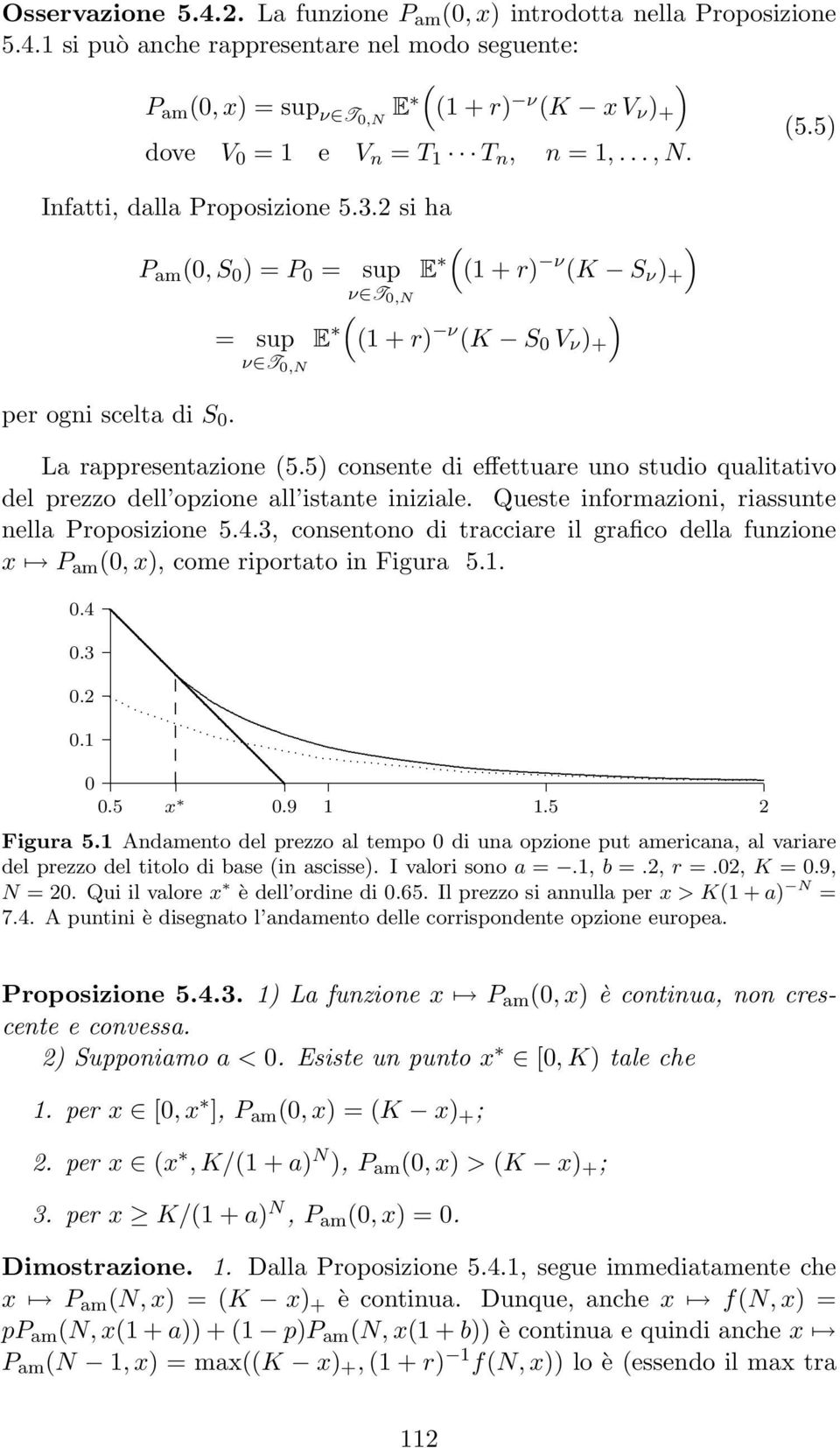 5 consente di effettuare uno studio qualitativo del prezzo dell opzione all istante iniziale. Queste informazioni, riassunte nella Proposizione 5.4.