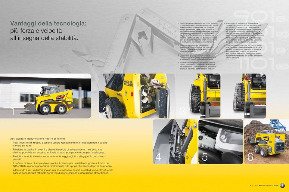 Il modello 901s viaggia a 18 km/h e il 1101c a 12 km/h. La trazione a catena è fatta per durare per l intero ciclo di vita della macchina e non necessita né di sostituzione né di costosa manutenzione.