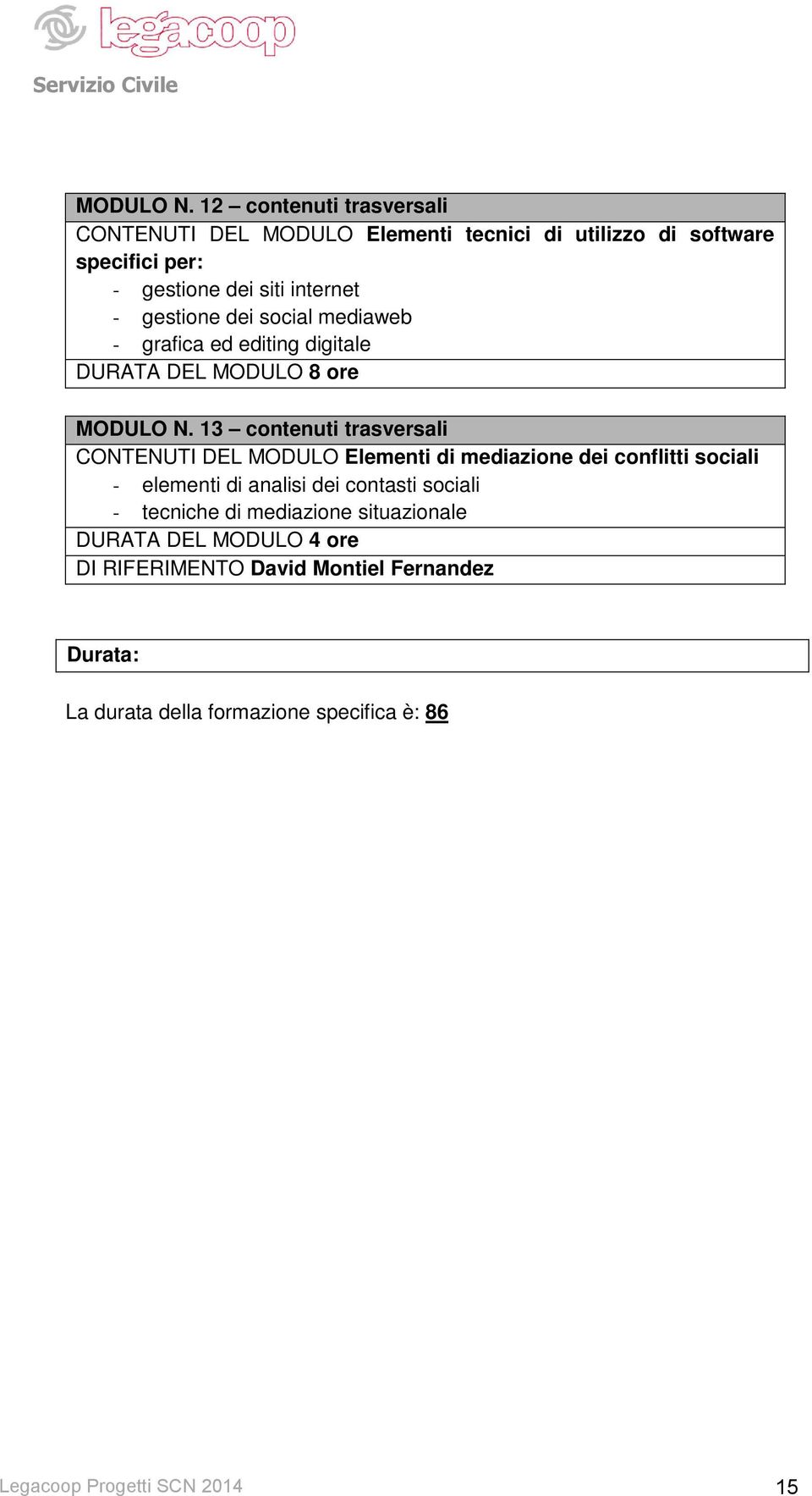 gestione dei social mediaweb - grafica ed editing digitale DURATA DEL MODULO 8 ore  13 contenuti trasversali CONTENUTI DEL MODULO