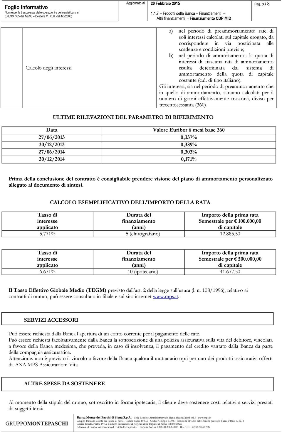 Gli interessi, sia nel periodo di preammortamento che in quello di ammortamento, saranno calcolati per il numero di giorni effettivamente trascorsi, diviso per trecentosessanta (360).