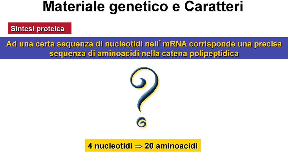 corrisponde una precisa sequenza di aminoacidi