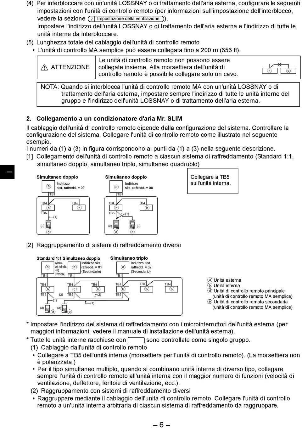 mpostare l'indirizzo dell'unità LOSSNAY o di trattamento dell'aria esterna e l'indirizzo di tutte le unità interne da interbloccare.