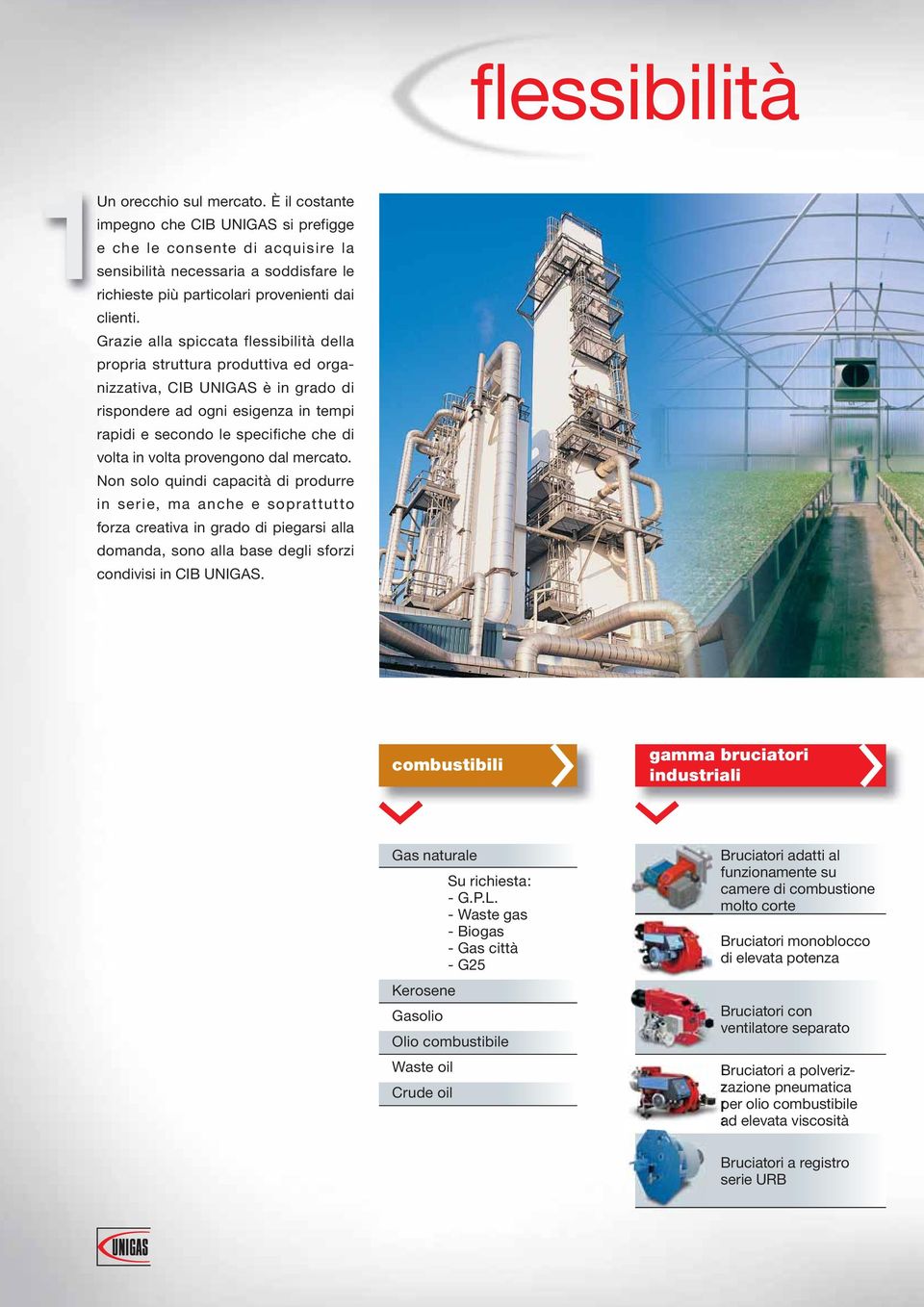 Grazie alla spiccata flessibilità della propria struttura produttiva ed organizzativa, CIB UNIGAS è in grado di rispondere ad ogni esigenza in tempi rapidi e secondo le specifiche che di volta in