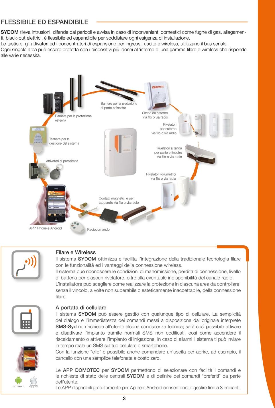 Ogni singola area può essere protetta con i dispositivi più idonei all interno di una gamma filare o wireless che risponde alle varie necessità.