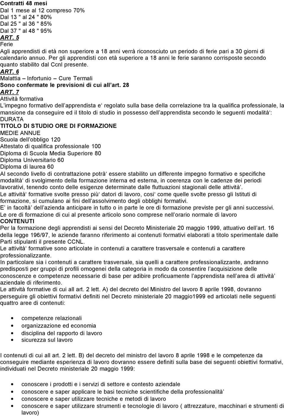 Per gli apprendisti con età superiore a 18 anni le ferie saranno corrisposte secondo quanto stabilito dal Ccnl presente. ART.