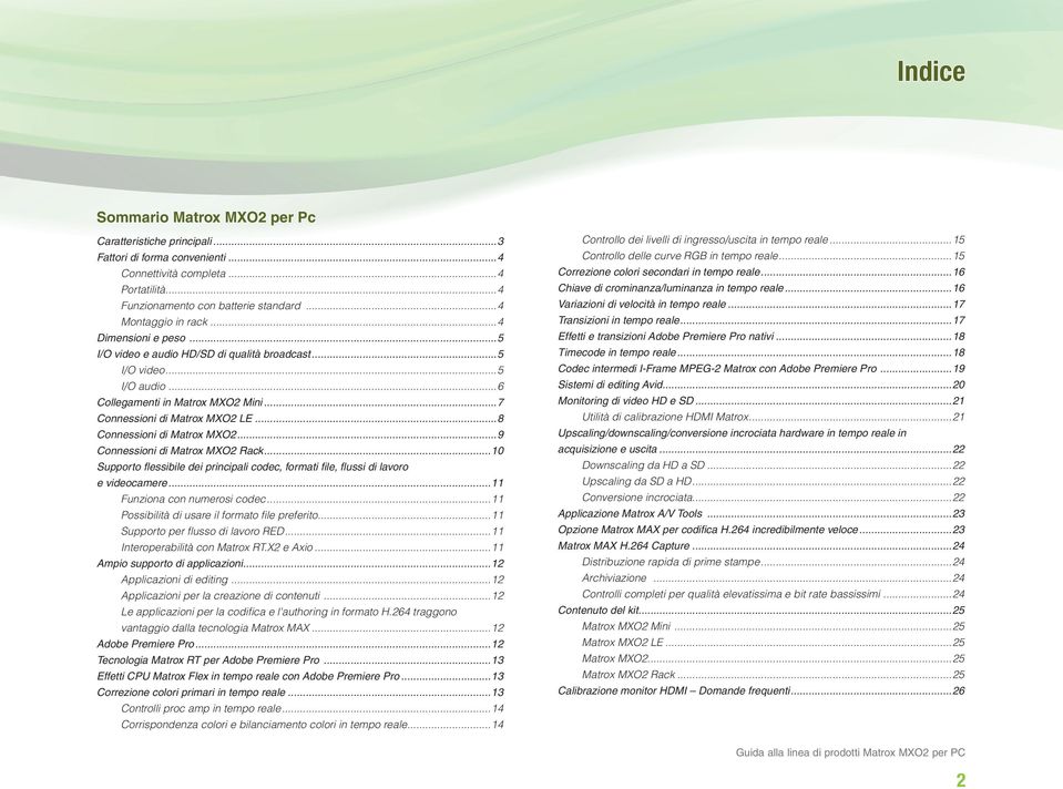 ..9 Connessioni di Matrox MXO2 Rack...10 Supporto flessibile dei principali codec, formati file, flussi di lavoro e videocamere...11 Funziona con numerosi codec.