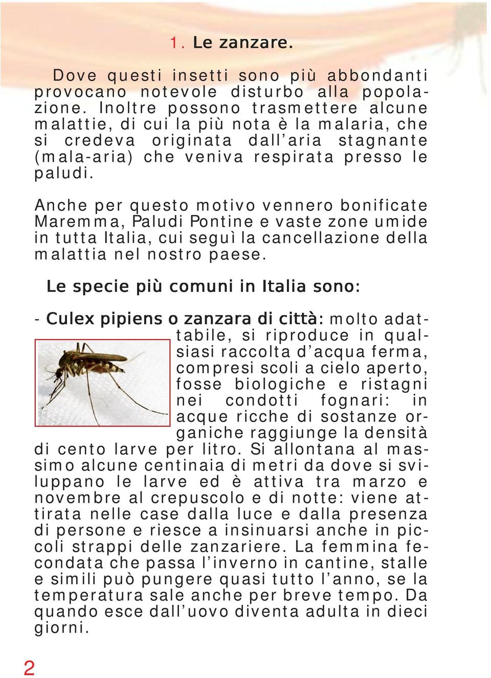 Anche per questo motivo vennero bonificate Maremma, Paludi Pontine e vaste zone umide in tutta Italia, cui seguì la cancellazione della malattia nel nostro paese.