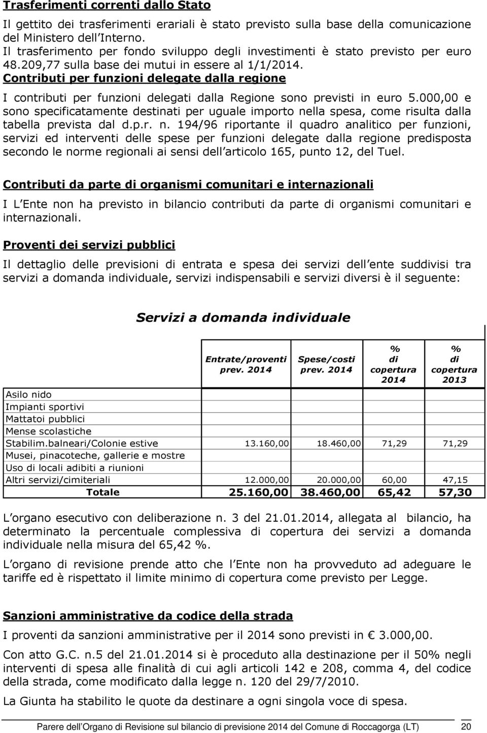 Contributi per funzioni delegate dalla regione I contributi per funzioni delegati dalla Regione sono previsti in euro 5.