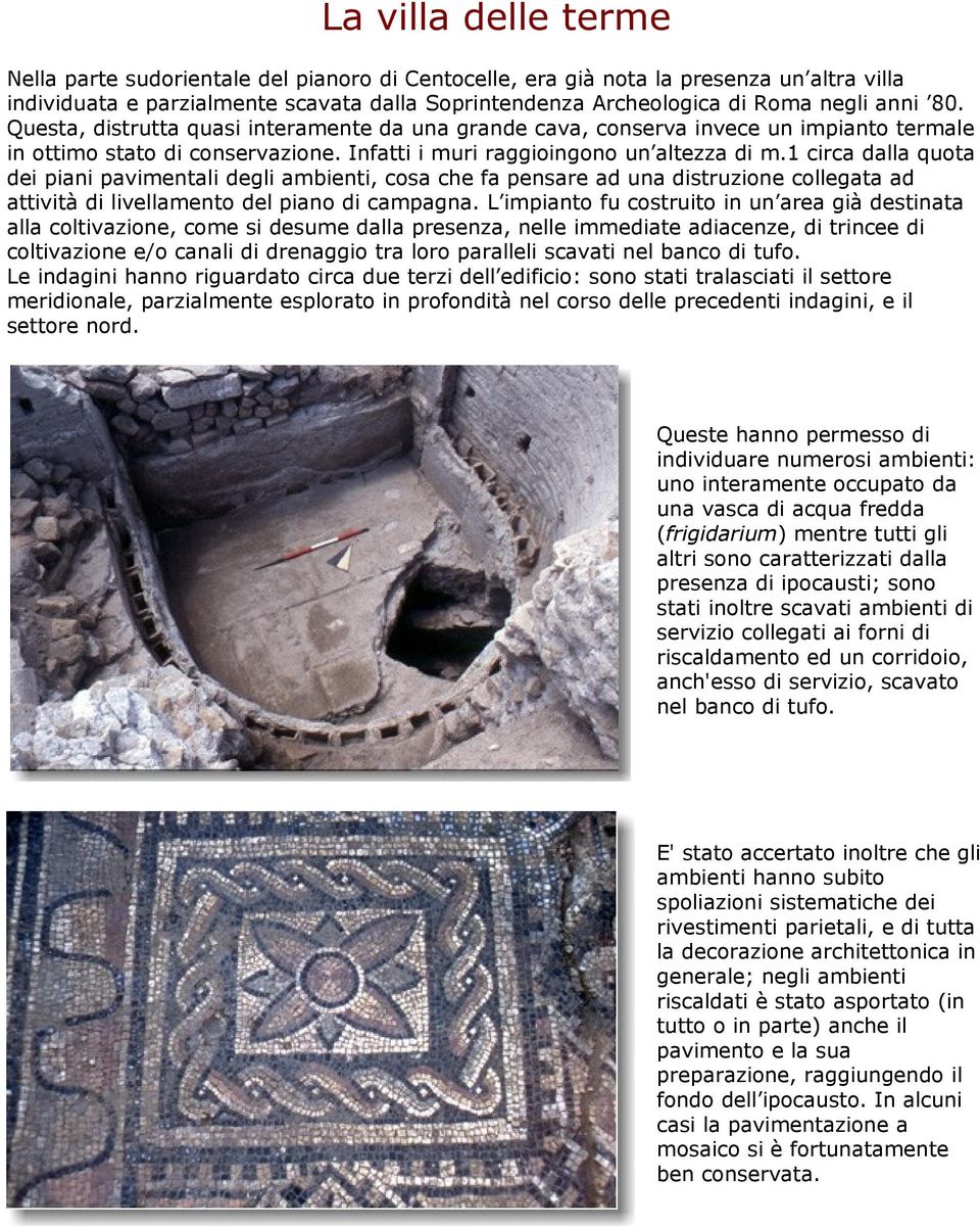 1 circa dalla quota dei piani pavimentali degli ambienti, cosa che fa pensare ad una distruzione collegata ad attività di livellamento del piano di campagna.