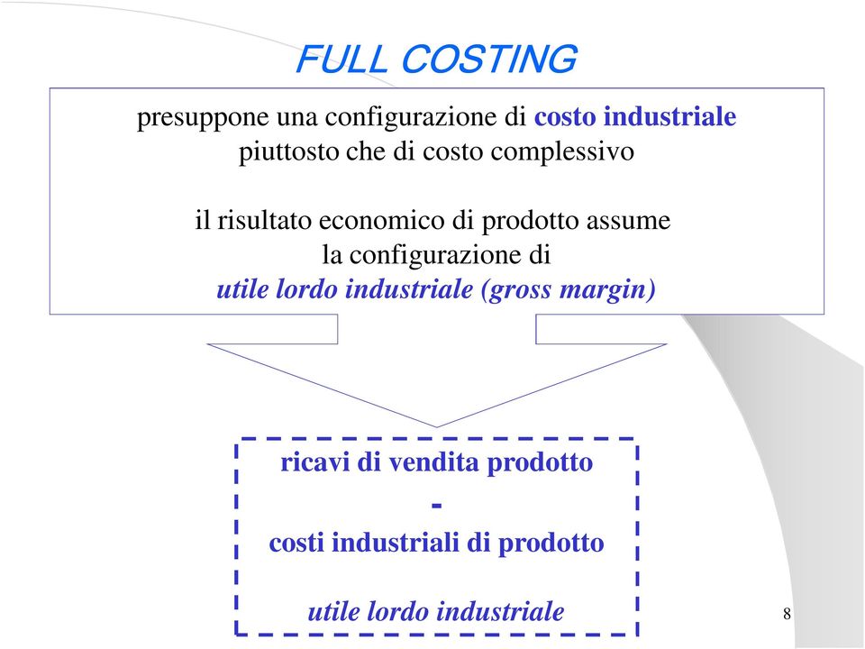 assume la configurazione di utile lordo industriale (gross margin)