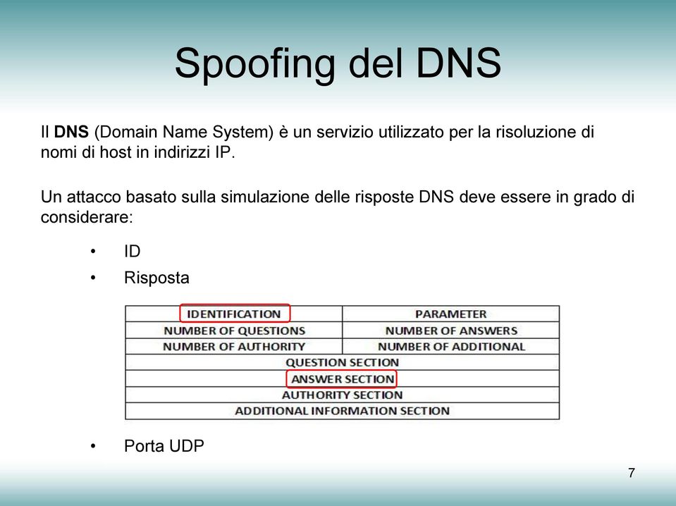 IP. Un attacco basato sulla simulazione delle risposte DNS