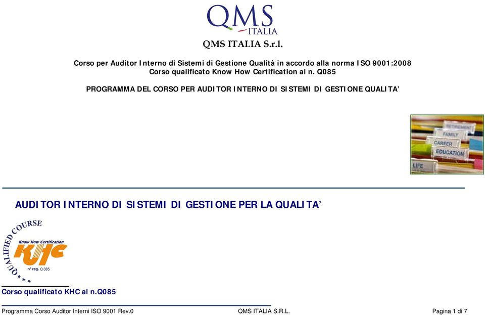 n.q085 Programma Corso Auditor Interni