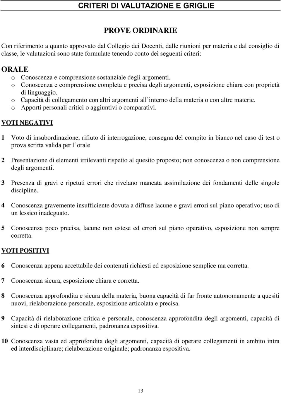 o Conoscenza e comprensione completa e precisa degli argomenti, esposizione chiara con proprietà di linguaggio.