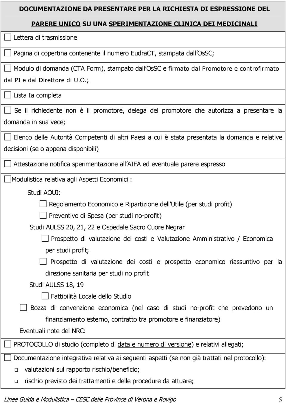 SC; Modulo di domanda (CTA Form), stampato dall Os