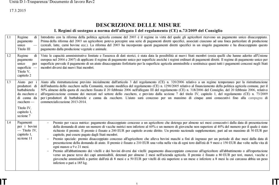 Regimi di sostegno a norma dell'allegato I del regolamento (CE) n.