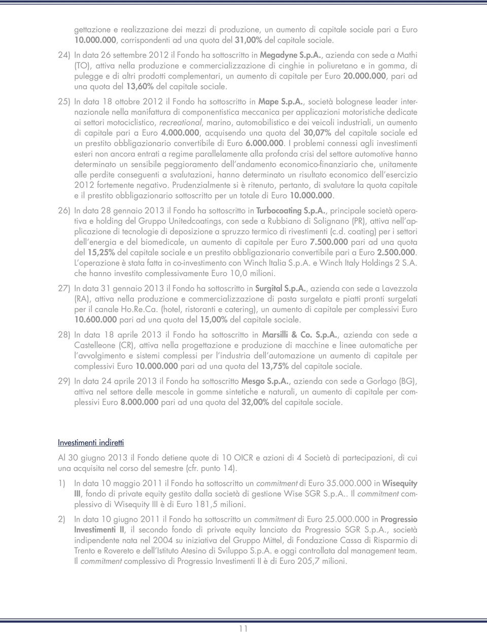 , azienda con sede a Mathi (TO), attiva nella produzione e commercializzazione di cinghie in poliuretano e in gomma, di pulegge e di altri prodotti complementari, un aumento di capitale per Euro 20.