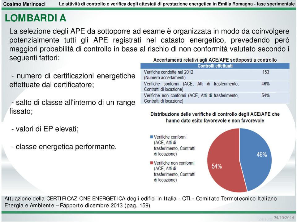 certificazioni energetiche effettuate dal certificatore; - salto di classe all'interno di un range fissato; - valori di EP elevati; - classe energetica