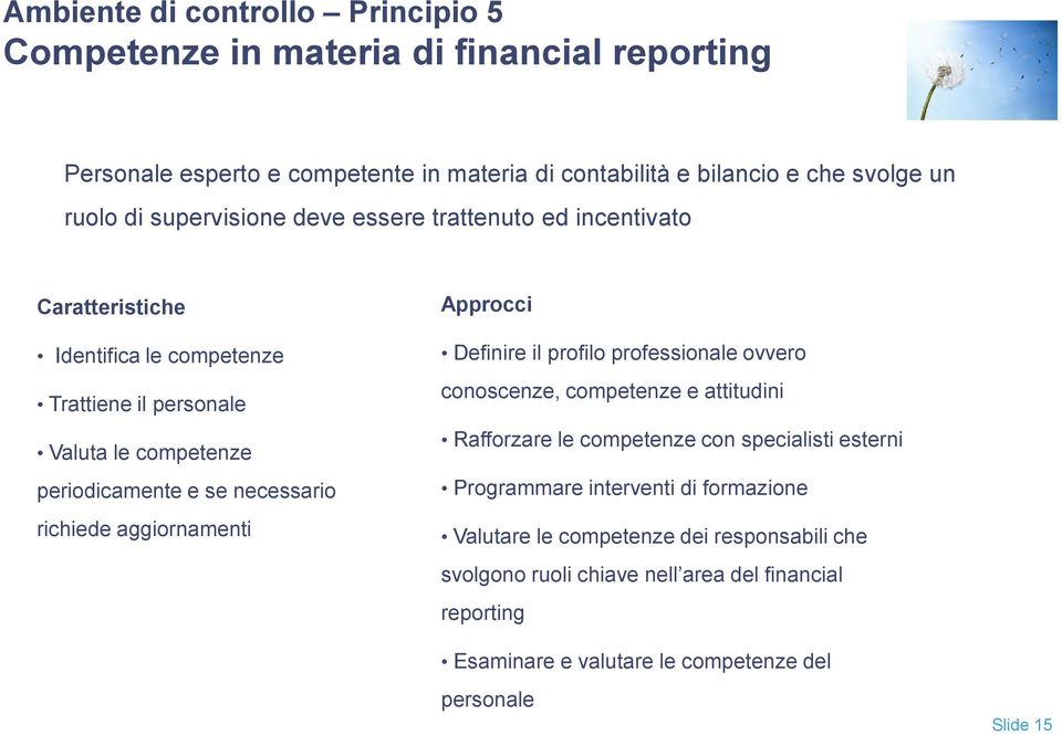 richiede aggiornamenti Approcci Definire il profilo professionale ovvero conoscenze, competenze e attitudini Rafforzare le competenze con specialisti esterni Programmare