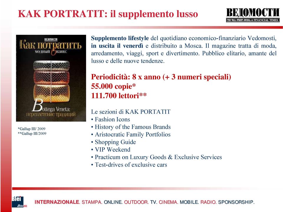 Periodicità: 8 x anno (+ 3 numeri speciali) 55.000 copie* 111.