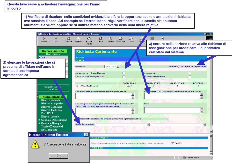 Ad esempio se i terreni sono irrigui verificare che la casella sia spuntata altrimenti sia vuota oppure se si utilizza metano scriverlo nella