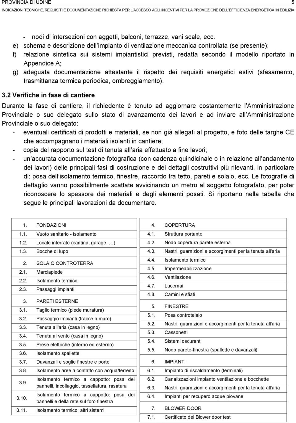 A; g) adeguata documentazione attestante il rispetto dei requisiti energetici estivi (sfasamento, trasmittanza termica periodica, ombreggiamento). 3.