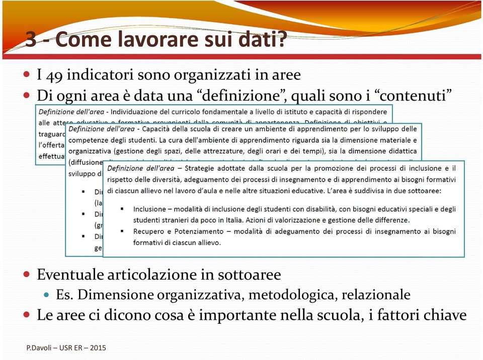 definizione, quali sono i contenuti Eventuale articolazione in