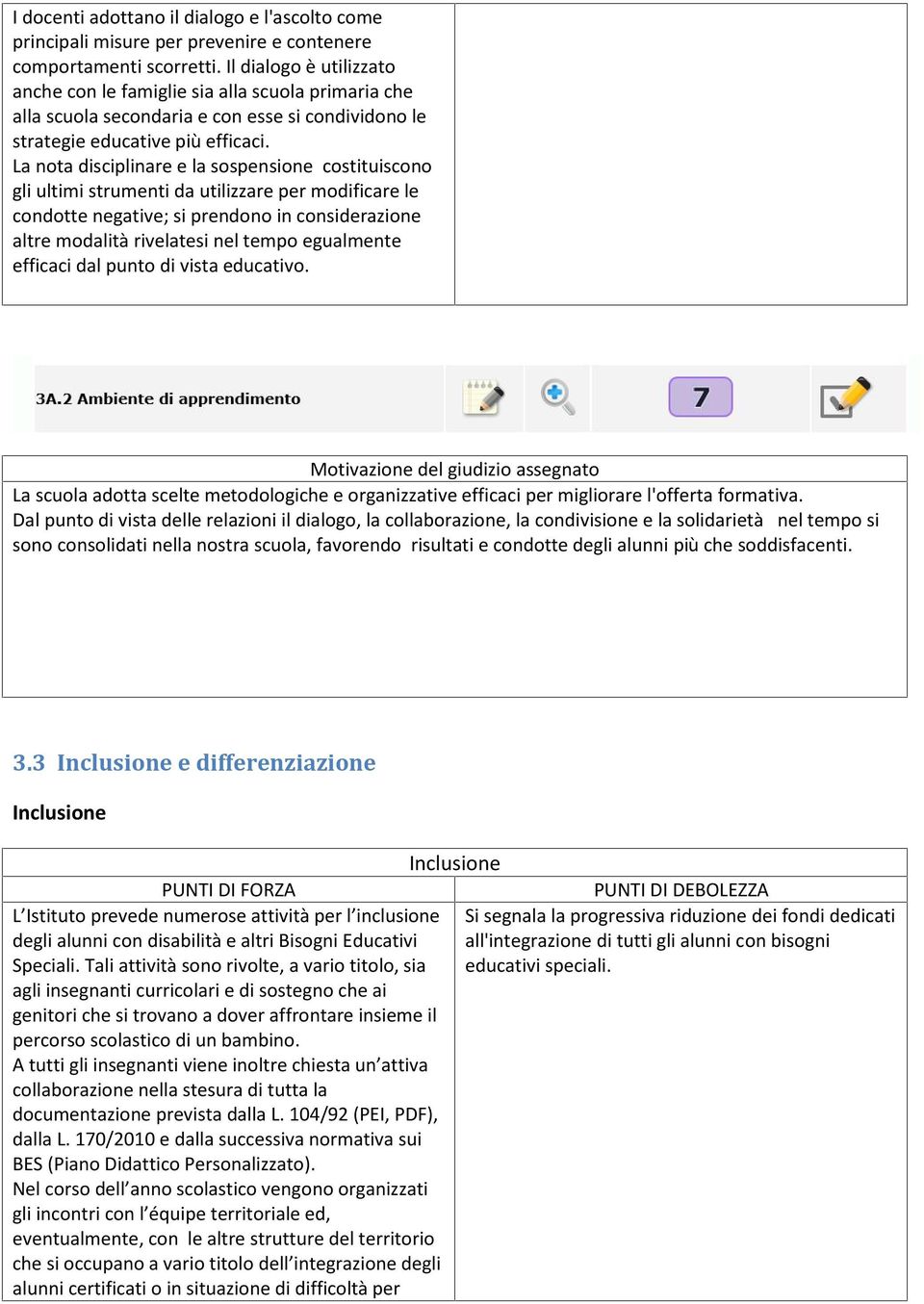 La nota disciplinare e la sospensione costituiscono gli ultimi strumenti da utilizzare per modificare le condotte negative; si prendono in considerazione altre modalità rivelatesi nel tempo