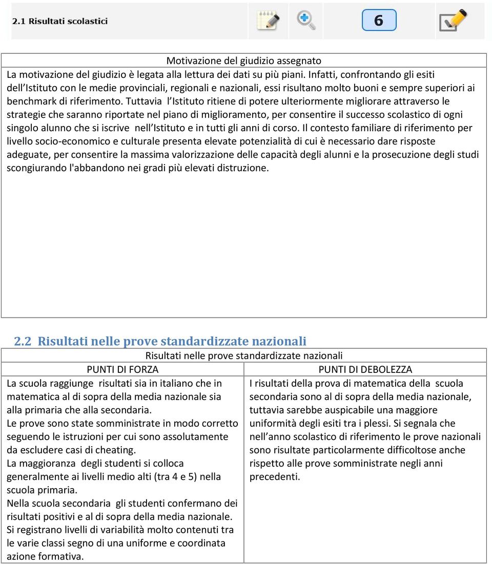 Tuttavia l Istituto ritiene di potere ulteriormente migliorare attraverso le strategie che saranno riportate nel piano di miglioramento, per consentire il successo scolastico di ogni singolo alunno