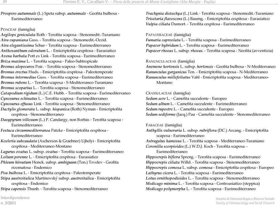 Aira elegantissima Schur Terofita scaposa Anthoxanthum odoratum L. Emicriptofita cespitosa Eurasiatico Avena barbata Pott ex Link Terofita scaposa Briza maxima L.