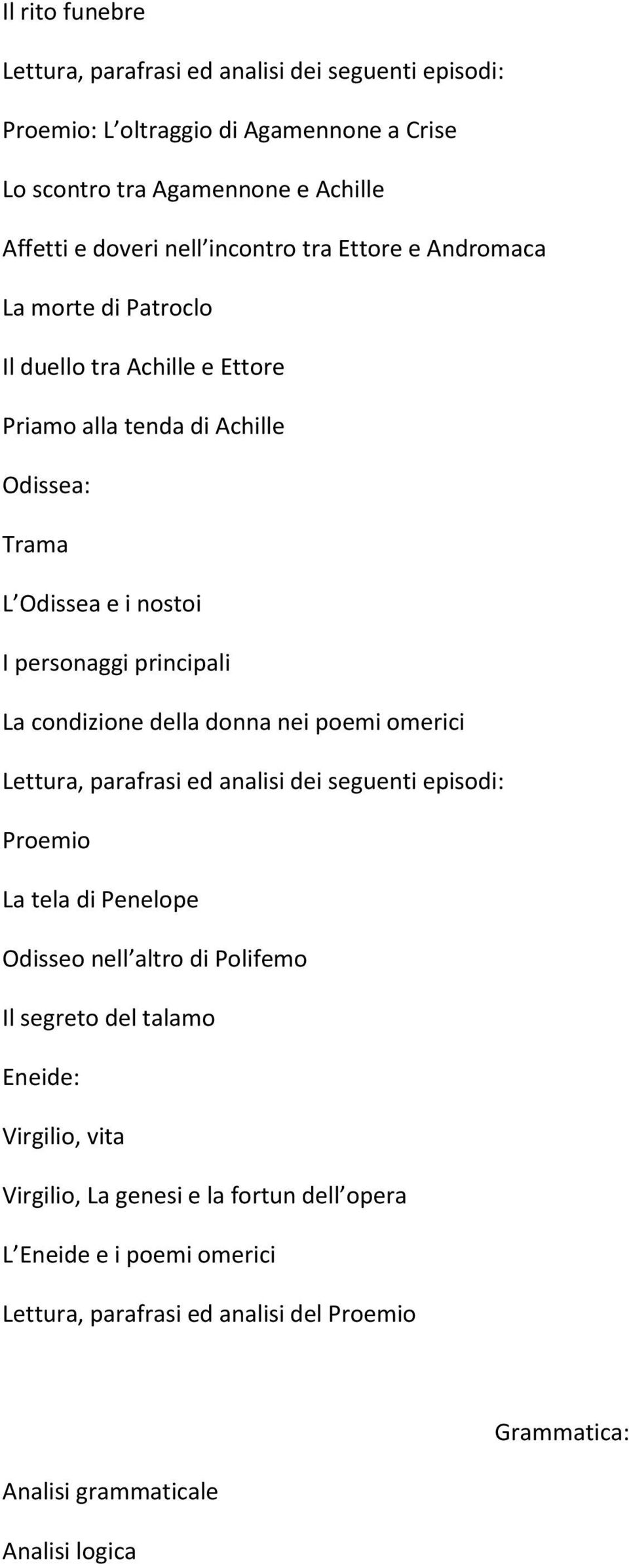 condizione della donna nei poemi omerici Lettura, parafrasi ed analisi dei seguenti episodi: Proemio La tela di Penelope Odisseo nell altro di Polifemo Il segreto del talamo