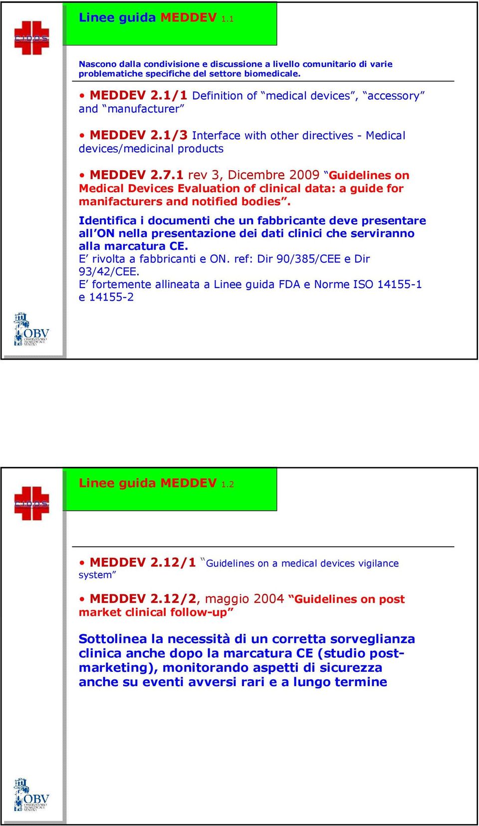 1 rev 3, Dicembre 2009 Guidelines on Medical Devices Evaluation of clinical data: a guide for manifacturers and notified bodies.