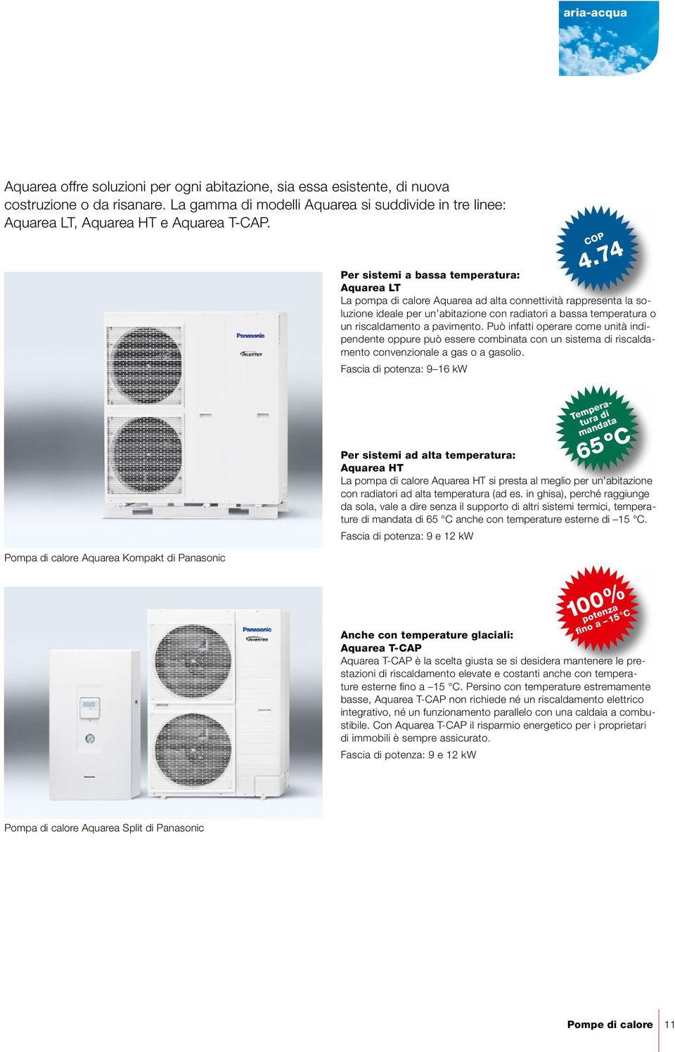 Per sistemi a bassa temperatura: Aquarea LT La pompa di calore Aquarea ad alta connettività rappresenta la soluzione ideale per un abitazione con radiatori a bassa temperatura o un riscaldamento a