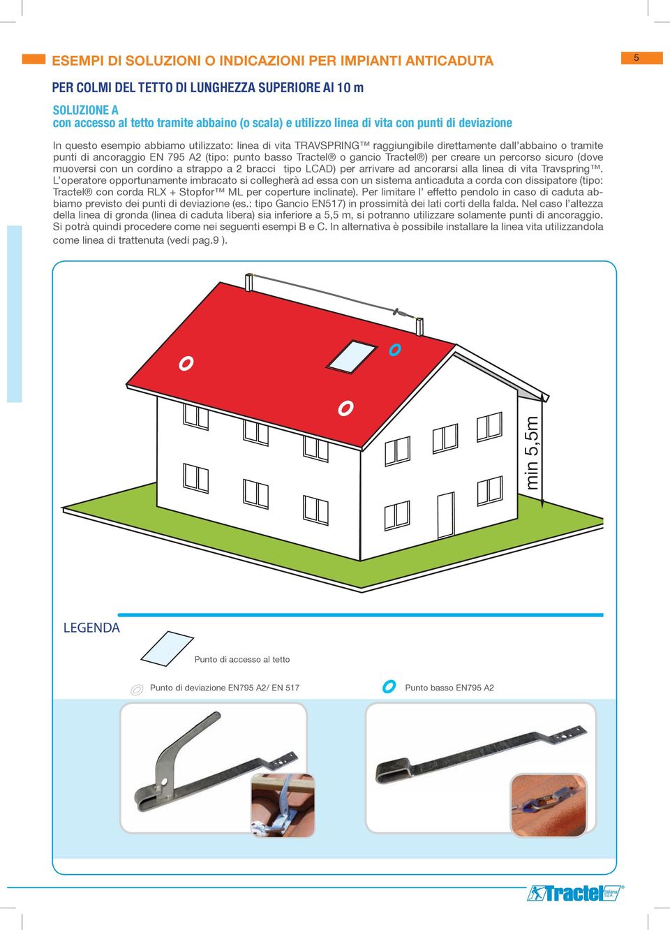 Tractel ) per creare un percorso sicuro (dove muoversi con un cordino a strappo a 2 bracci tipo LCAD) per arrivare ad ancorarsi alla linea di vita Travspring.