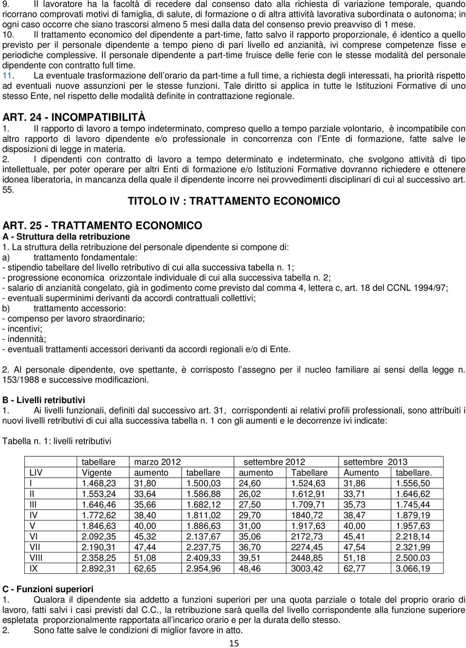 Il trattamento economico del dipendente a part-time, fatto salvo il rapporto proporzionale, é identico a quello previsto per il personale dipendente a tempo pieno di pari livello ed anzianità, ivi