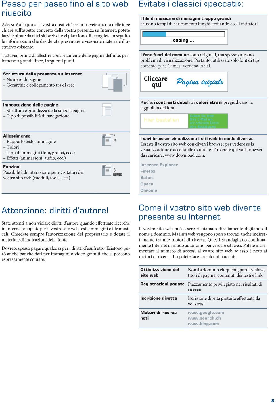 Tuttavia, prima di allestire concretamente delle pagine definite, perlomeno a grandi linee, i seguenti punti Struttura della presenza su Internet Numero di pagine Gerarchie e collegamento tra di esse