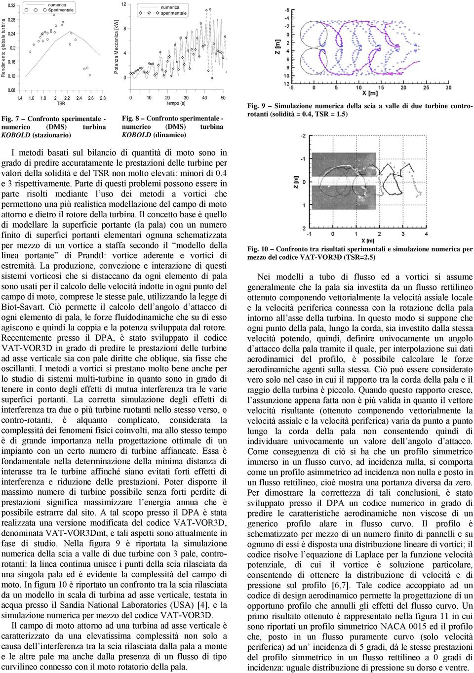 9 Simulazione numerica della scia a valle di due turbine controrotanti (solidità.4, TSR 1.