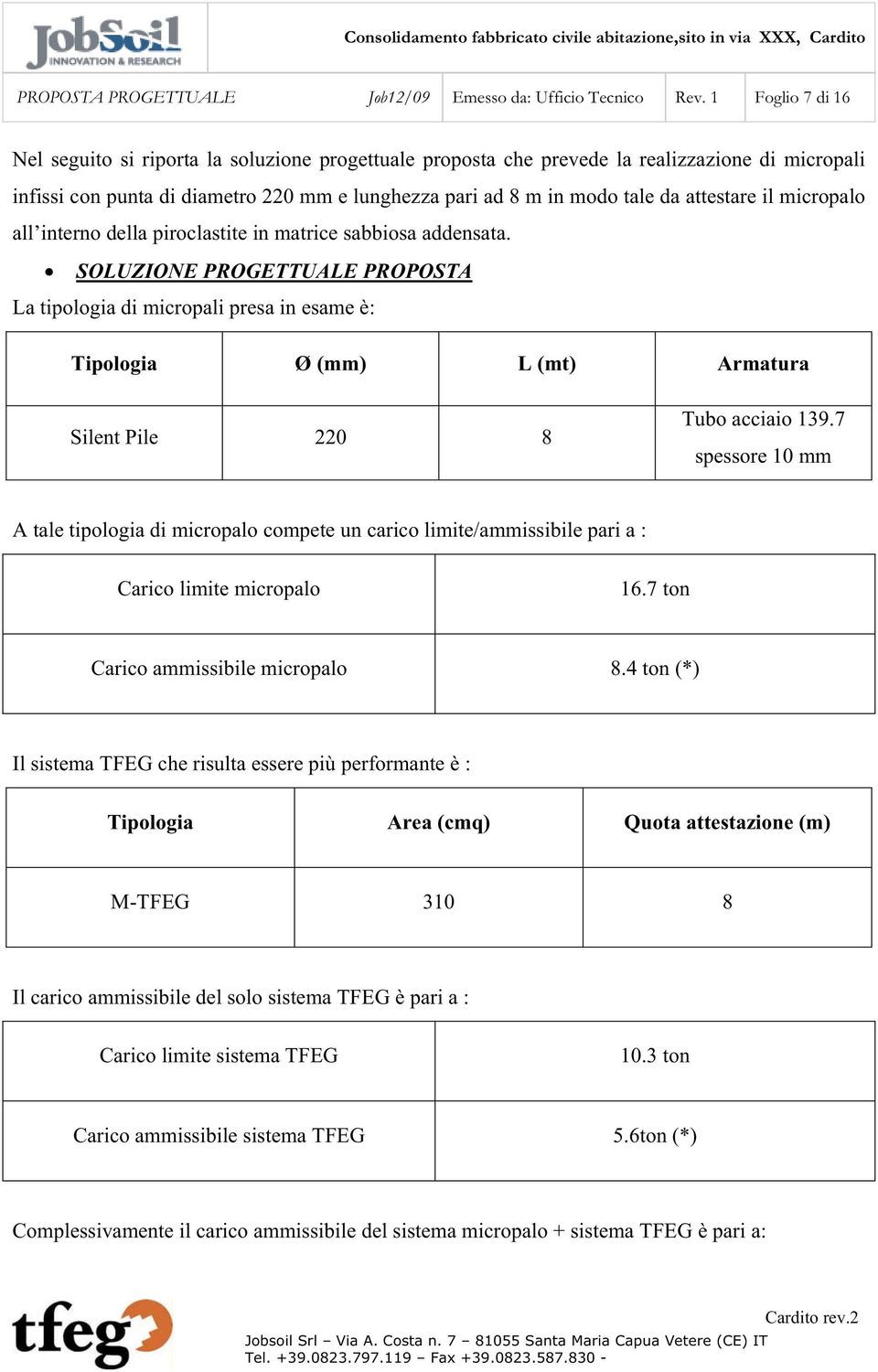 attestare il micropalo all interno della piroclastite in matrice sabbiosa addensata.