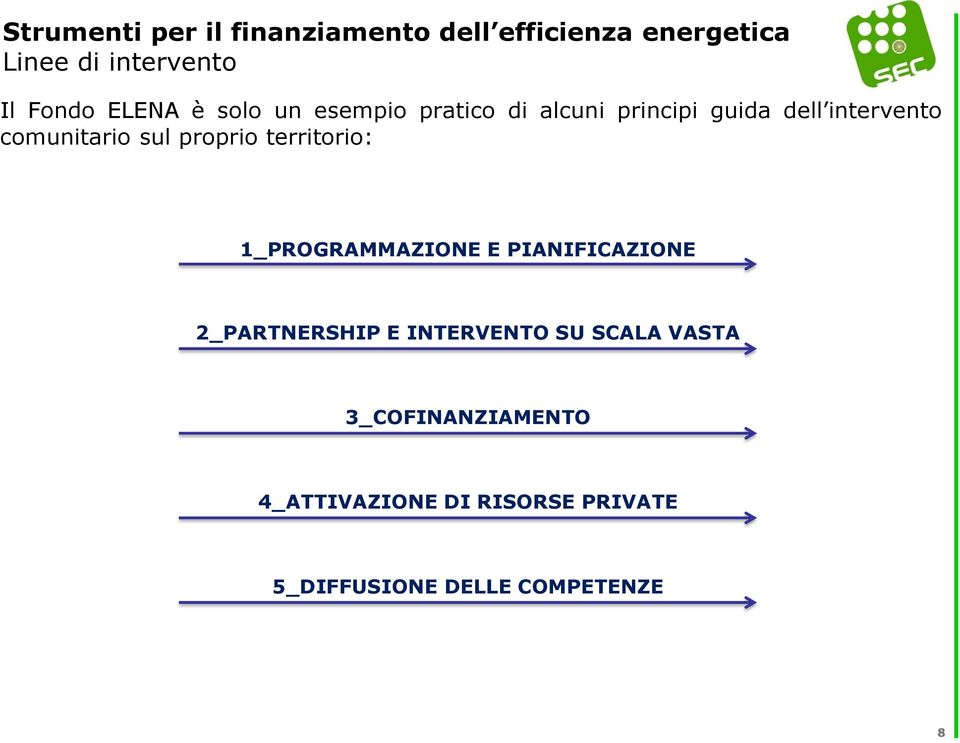 1_PROGRAMMAZIONE E PIANIFICAZIONE 2_PARTNERSHIP E INTERVENTO SU SCALA