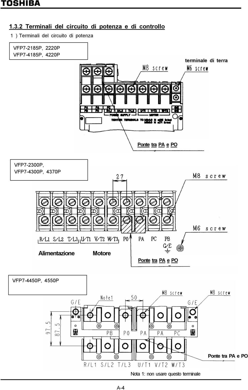 VFP7-4300P, 4370P VFP7-4450P, 4550P Alimentazione Motore Ponte tra PA e PO