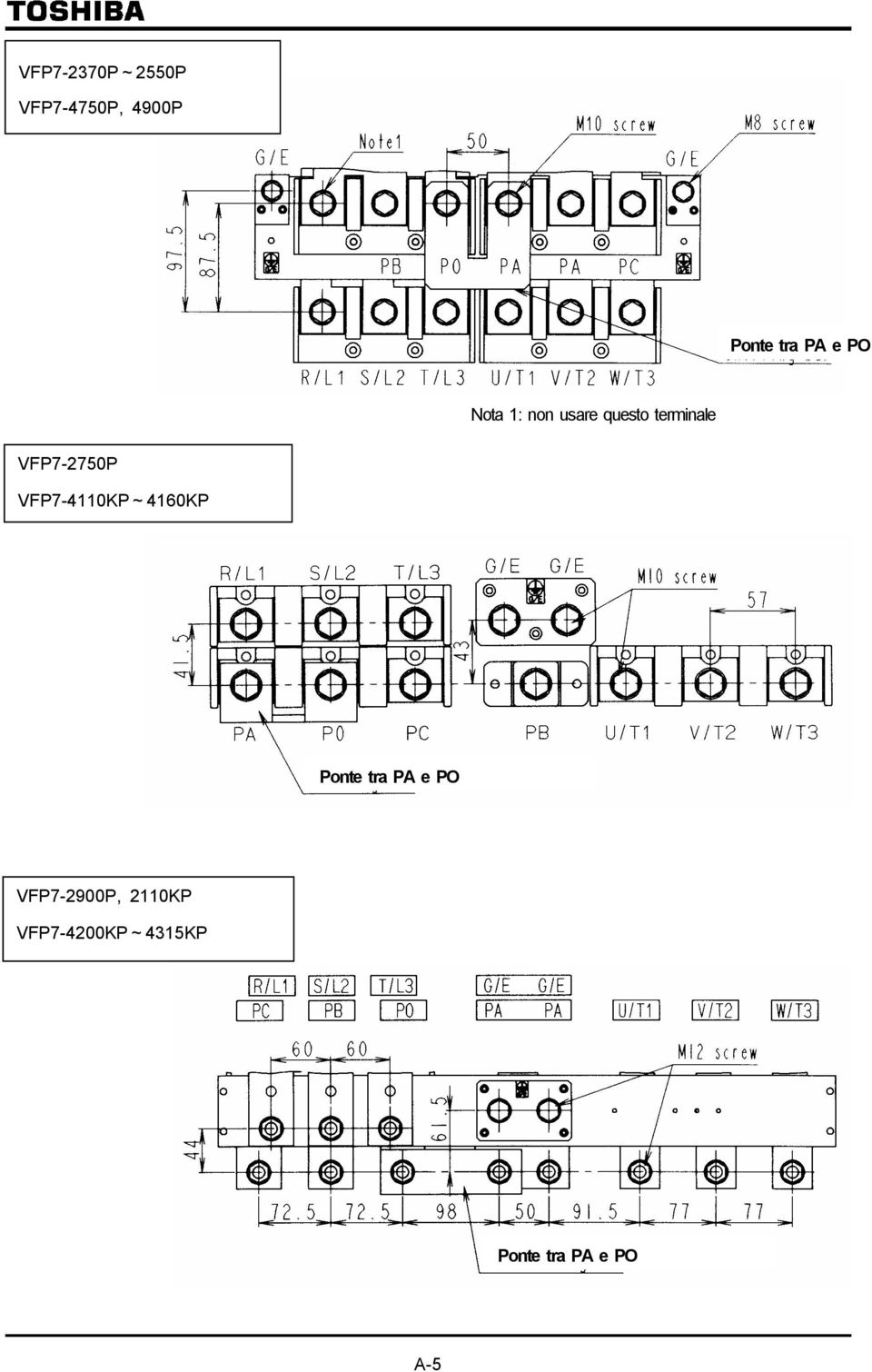 VFP7-4750P, 4900P Nota 1: non usare questo