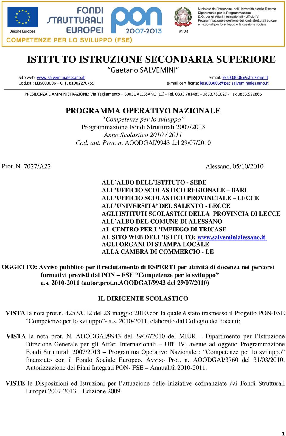 522866 PROGRAMMA OPERATIVO NA