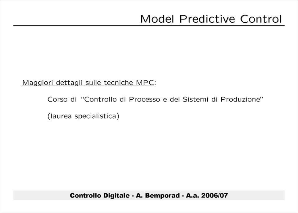 di Controllo di Processo e dei