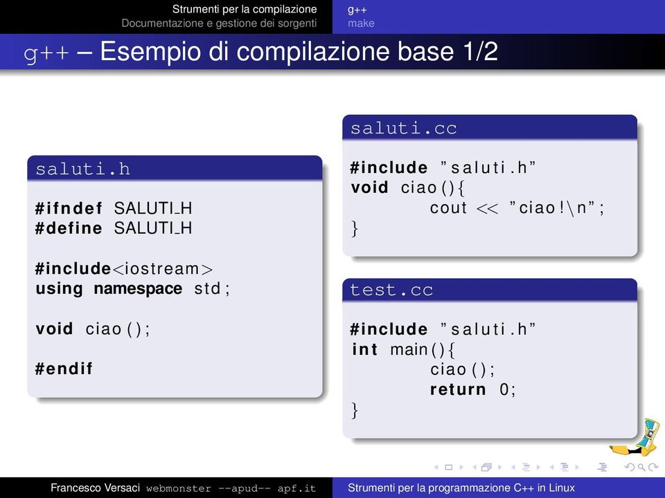 namespace std ; void ciao ( ) ; #endif #include s a l u t i.