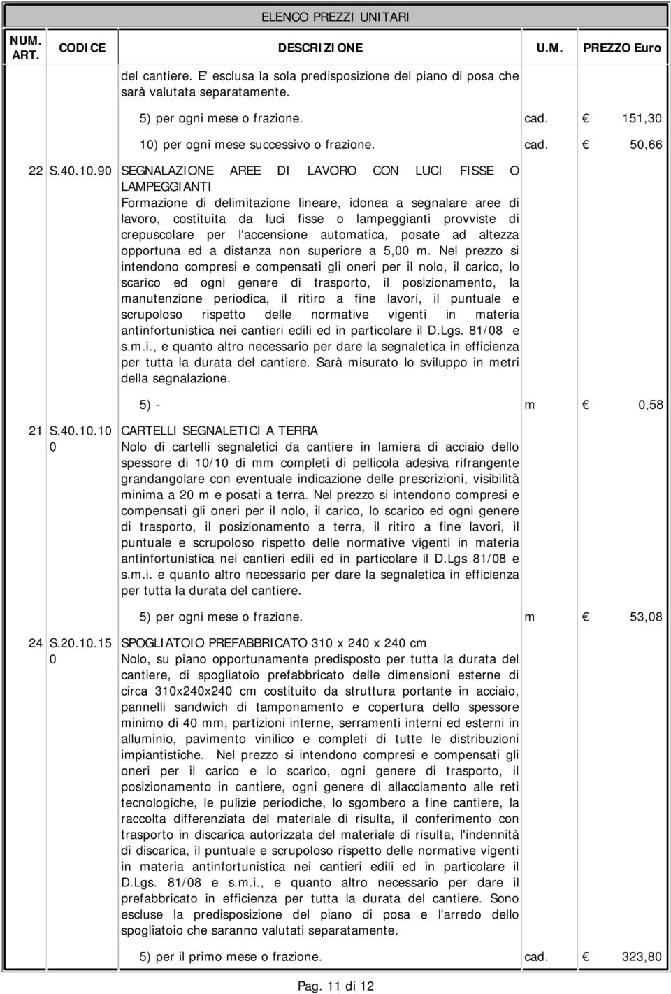 costituita da luci fisse o lampeggianti provviste di crepuscolare per l'accensione automatica, posate ad altezza opportuna ed a distanza non superiore a 5,00 m.