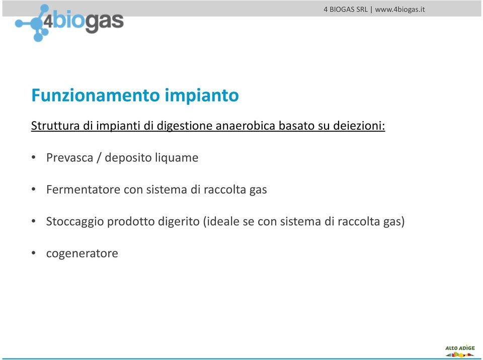 Fermentatore con sistema di raccolta gas Stoccaggio