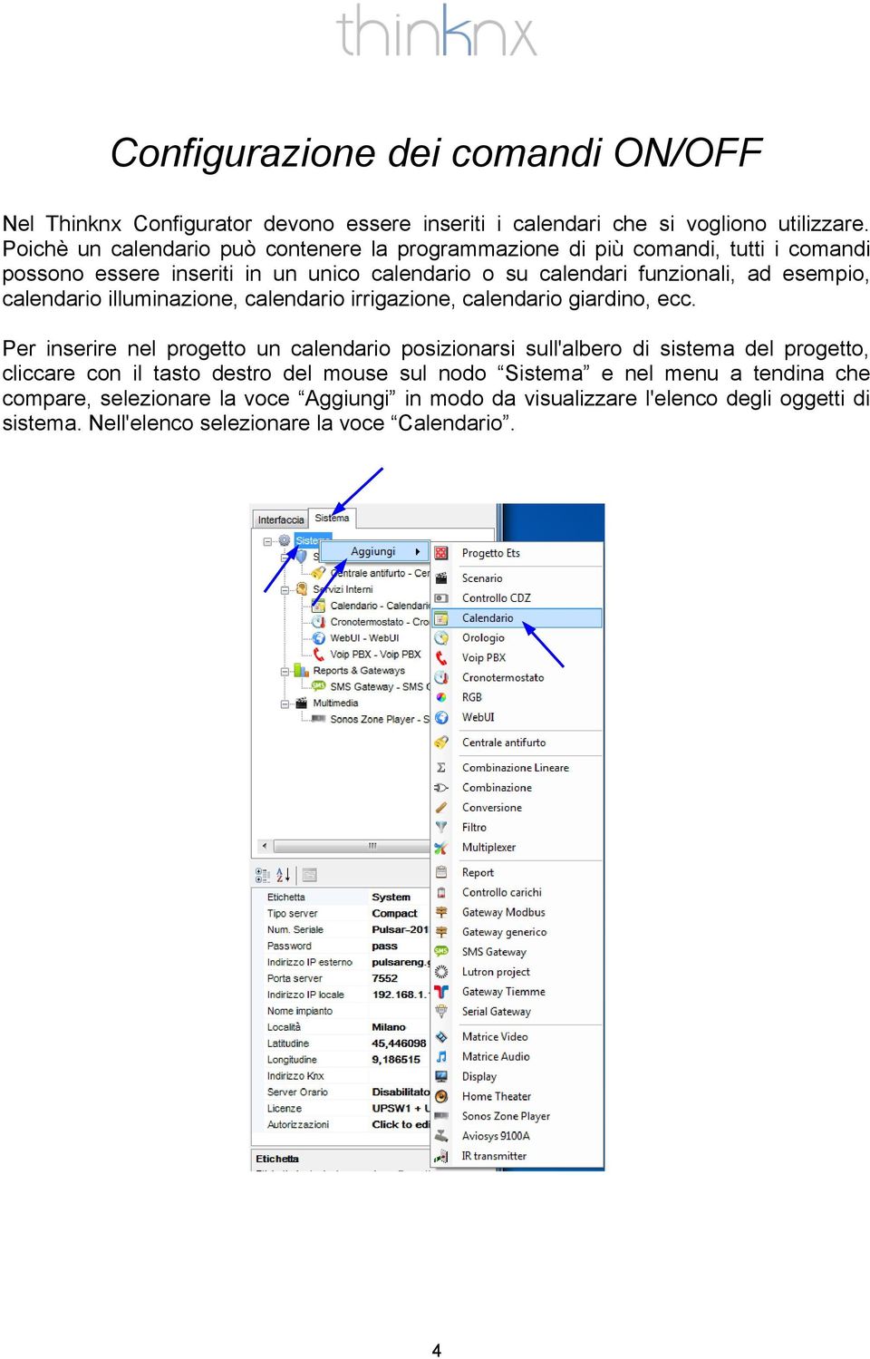 calendario illuminazione, calendario irrigazione, calendario giardino, ecc.