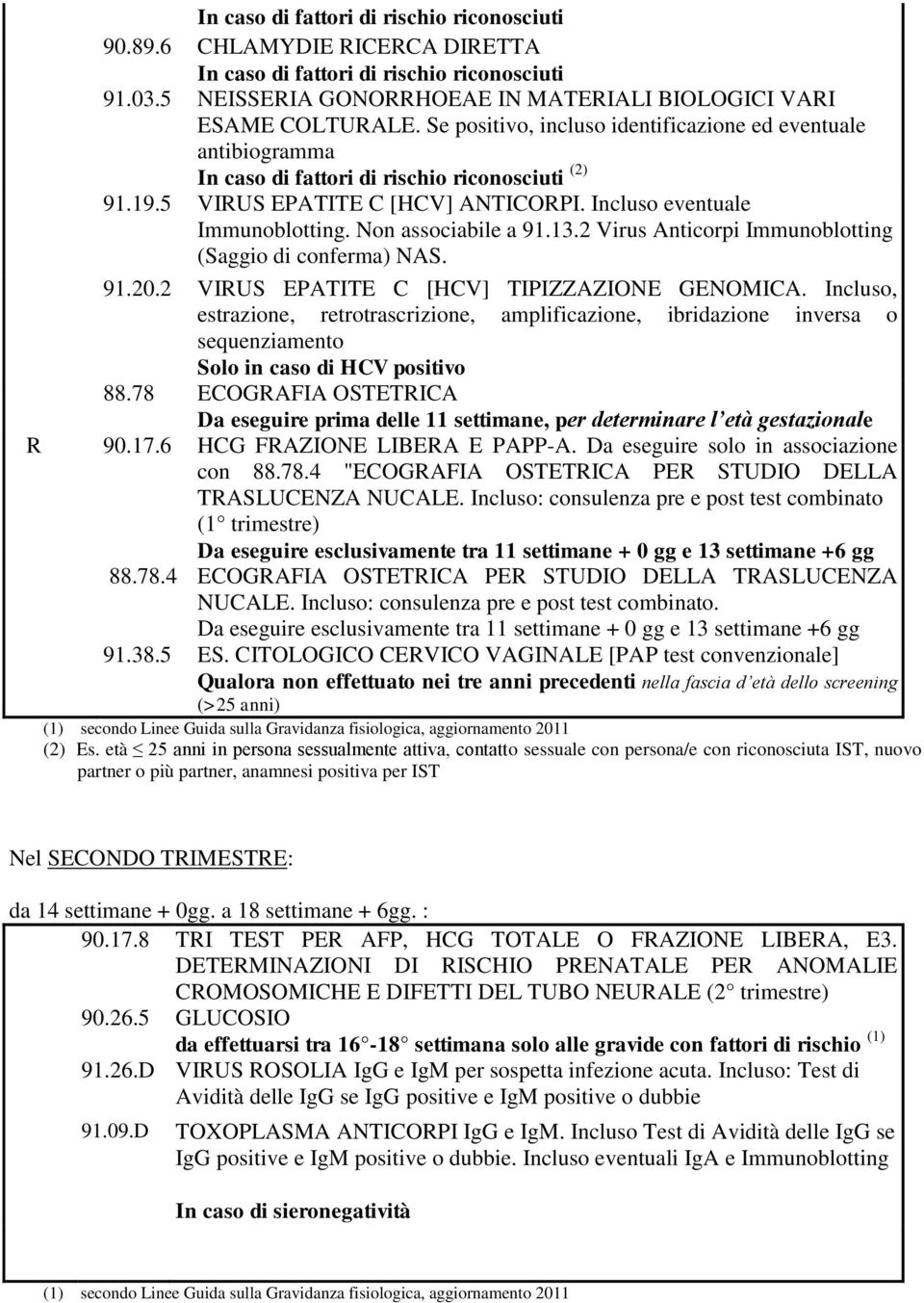 2 Virus Anticorpi 91.20.2 VIRUS EPATITE C [HCV] TIPIZZAZIONE GENOMICA. Incluso, estrazione, retrotrascrizione, amplificazione, ibridazione inversa o sequenziamento Solo in caso di HCV positivo 88.