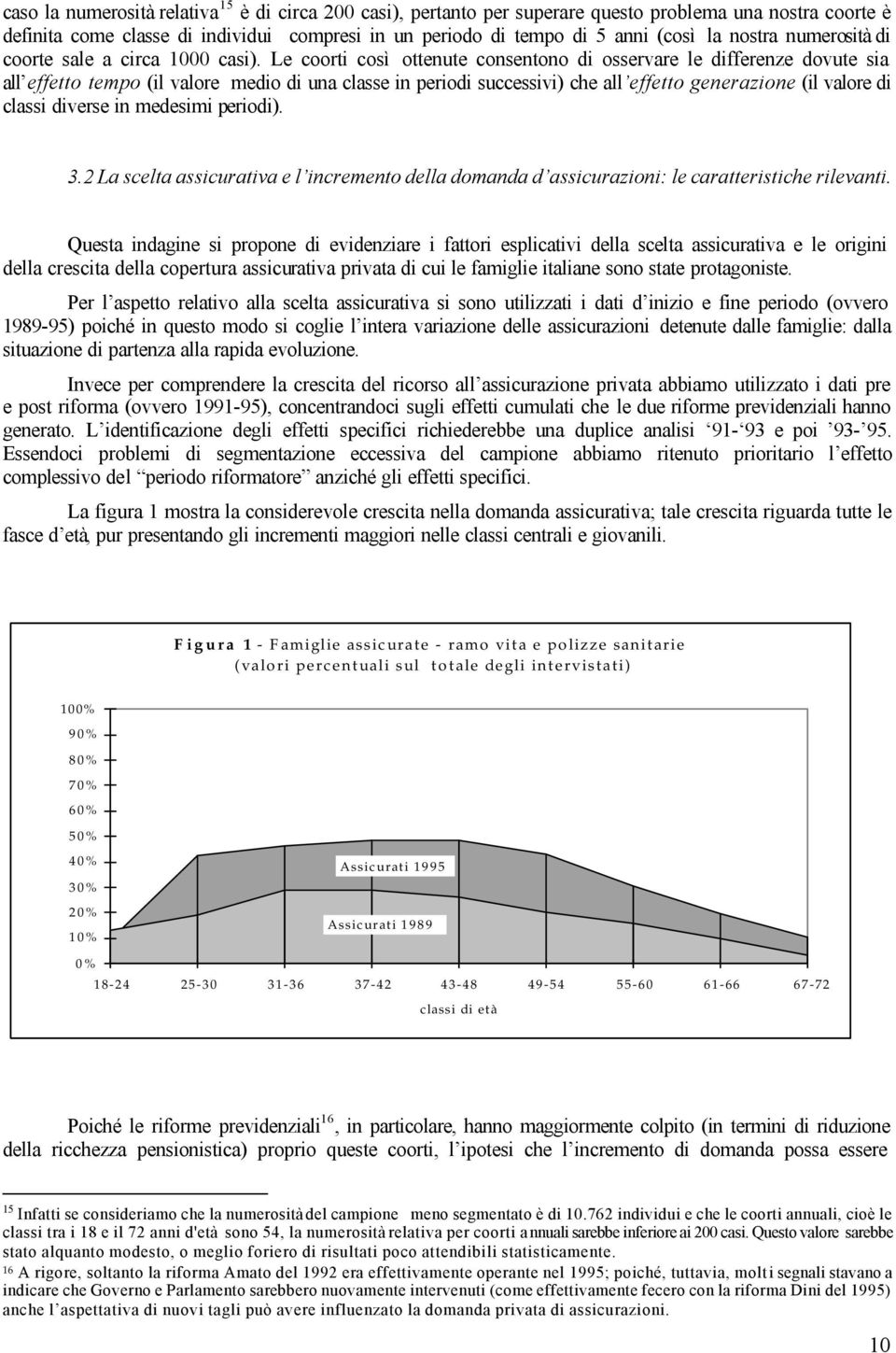 Le coorti così ottenute consentono di osservare le differenze dovute sia all effetto tempo (il valore medio di una classe in periodi successivi) che all effetto generazione (il valore di classi